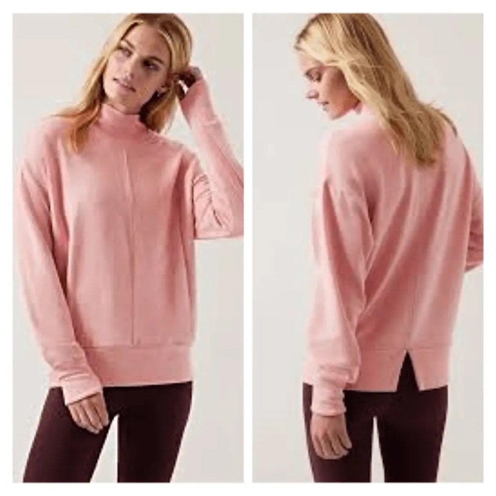 Athleta Apollo Crewneck Sweatshirt in Conch Pink Heather Size M